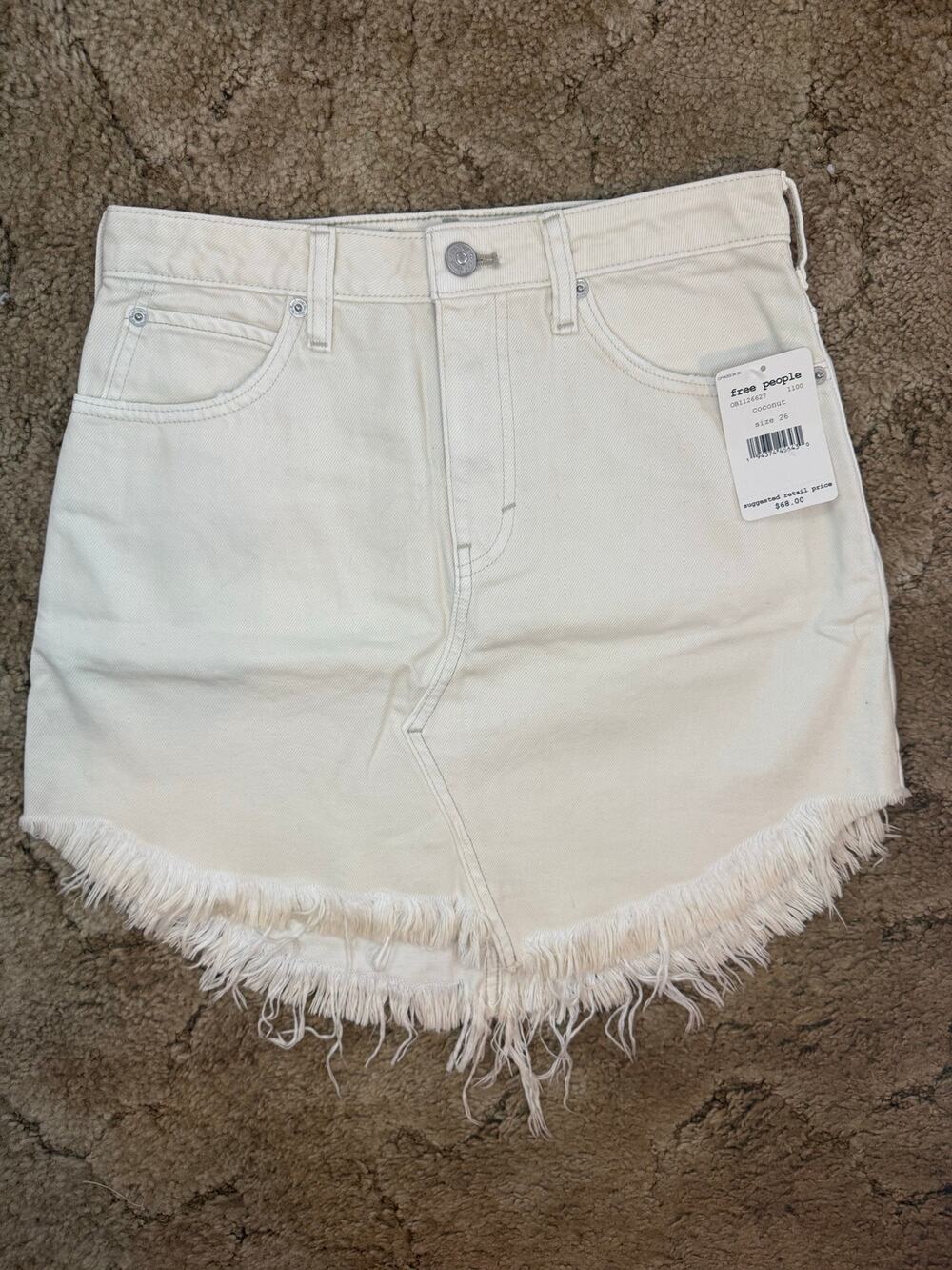 Free People We The Free Bailey Denim Mini Skirt Coconut NWT Size 26